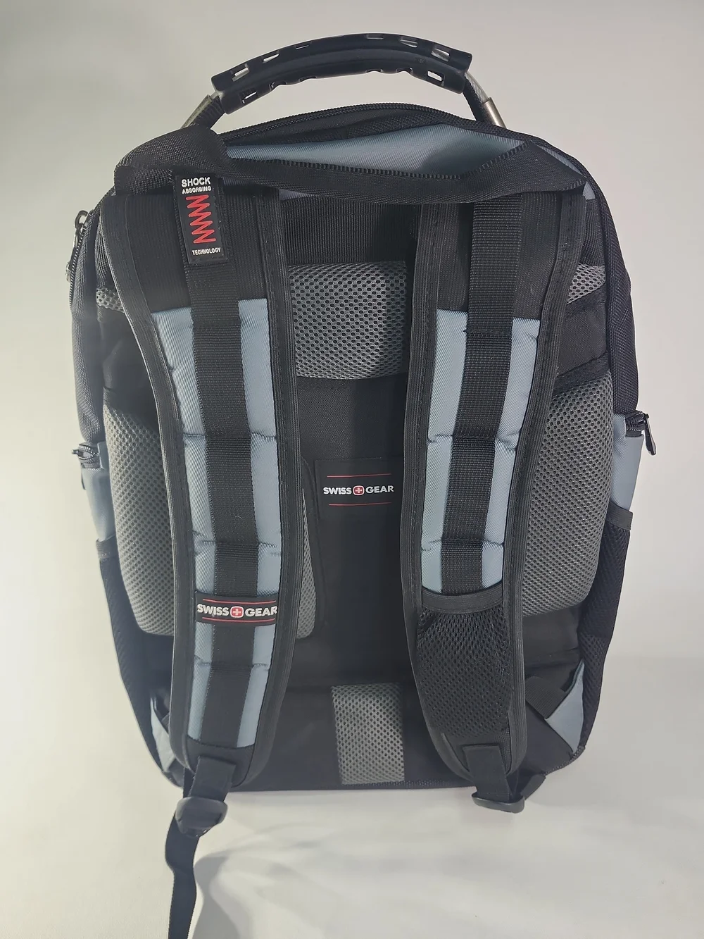 Men's Gray & Black Travel Backpack with Red Accents